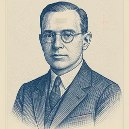 Stylized blueprint portrait of A. M. Wahl
