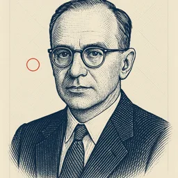 Stylized blueprint portrait of Clarence Zener