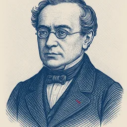 Stylized blueprint portrait of Émile Clapeyron
