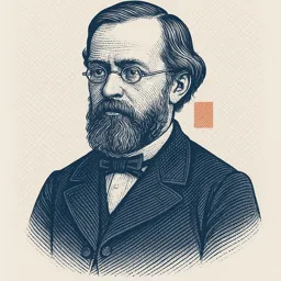 Stylized blueprint portrait of Gustav Kirchhoff