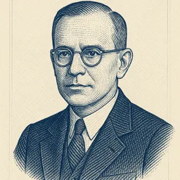 Stylized blueprint portrait of Harry Nyquist