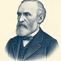 Stylized blueprint portrait of James Thomson