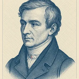 Stylized blueprint portrait of Jean-Baptiste Biot