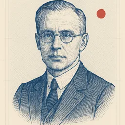 Stylized blueprint portrait of John B. Johnson