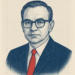 Stylized blueprint portrait of Nick Holonyak