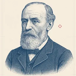 Stylized blueprint portrait of Osborne Reynolds