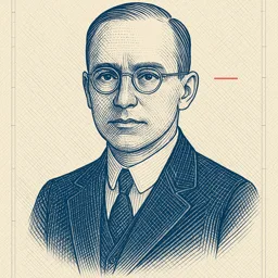 Stylized blueprint portrait of Otto Zobel