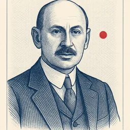 Stylized blueprint portrait of Robert Goddard