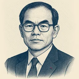 Stylized blueprint portrait of Shuji Nakamura